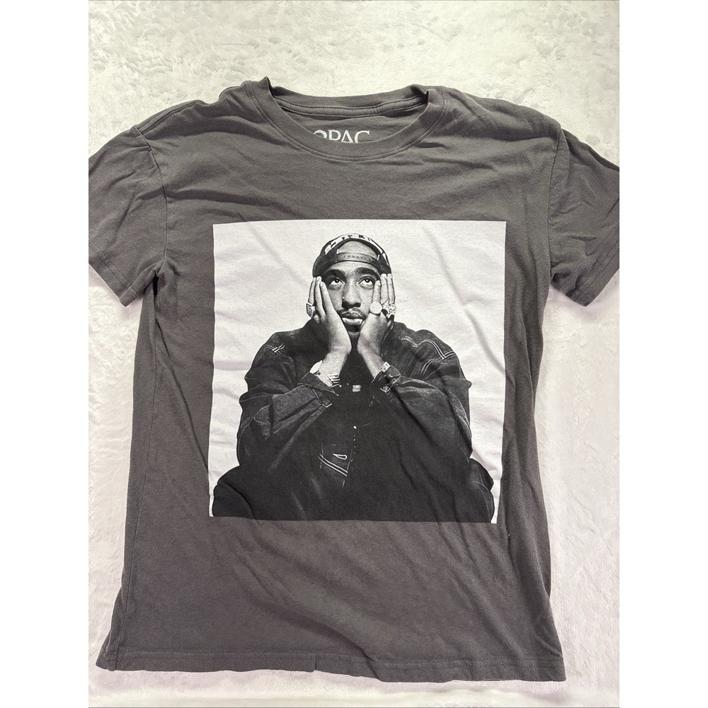 2PAC - Tupac Shakur Portrait T-Shirt - Size XS - Gray